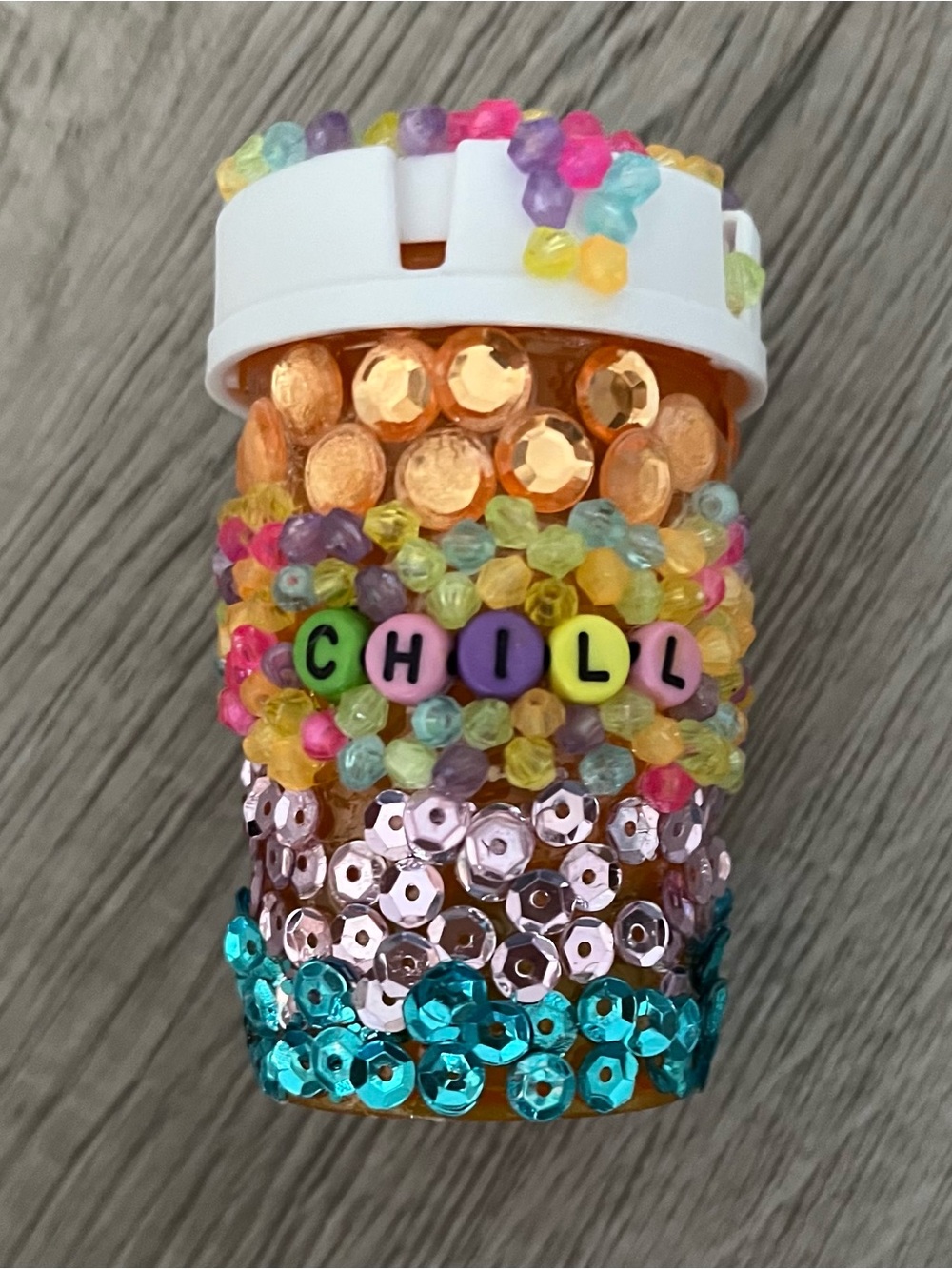 Chill Sparkling Bedazzled Pill Bottle